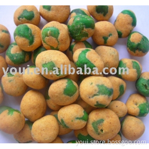 Chilli flavor coated green peas